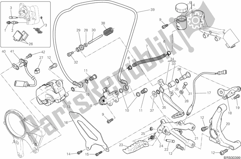 Todas as partes de Sistema De Freio Traseiro do Ducati Superbike 1199 Panigale USA 2012